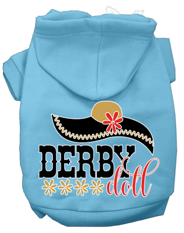 Derby Doll Screen Print Dog Hoodie Baby Blue L